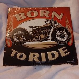 Motorcycle Metal Sign 8 3/4" x 9" in red & black